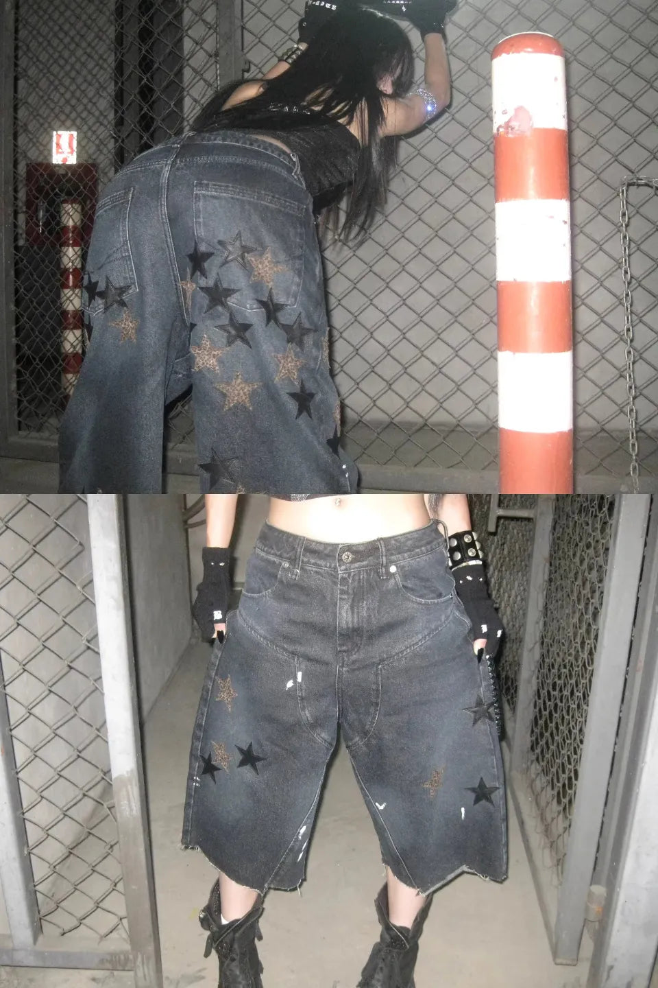 Leopard Star Patch Cropped Work Pants