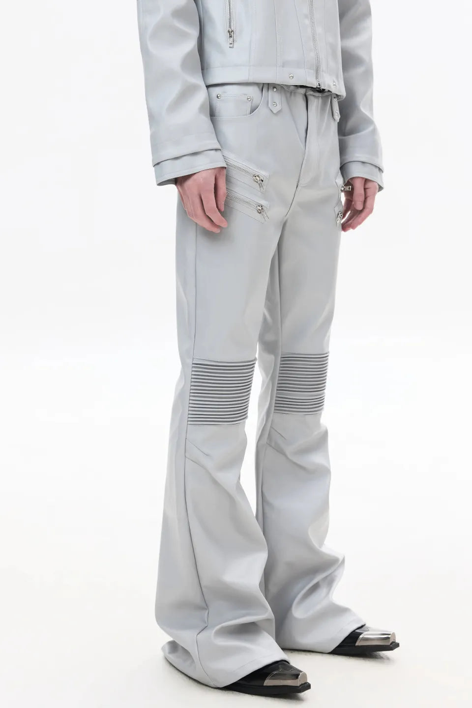 Light Armored Zip Flare Pants