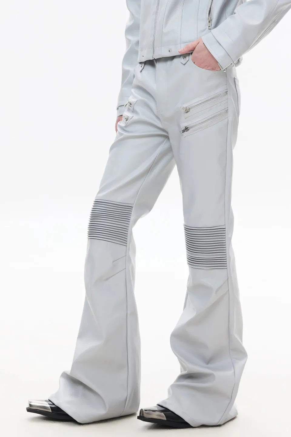 Light Armored Zip Flare Pants