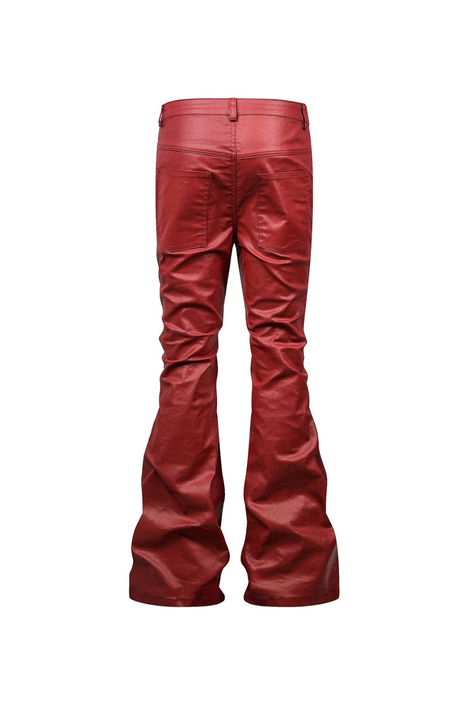 Liquid Metal Red Coated Flare Denim