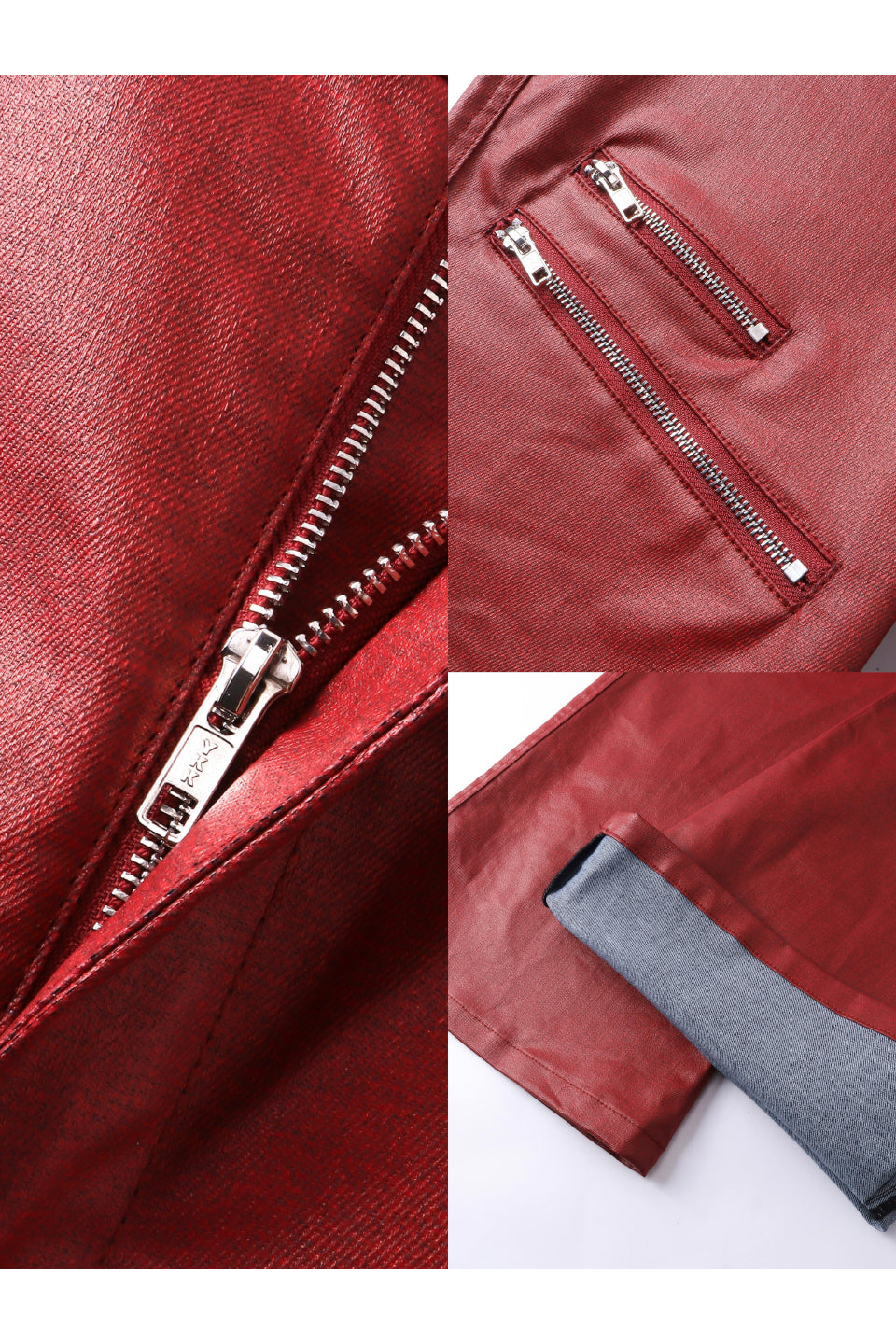 Liquid Metal Red Coated Flare Denim