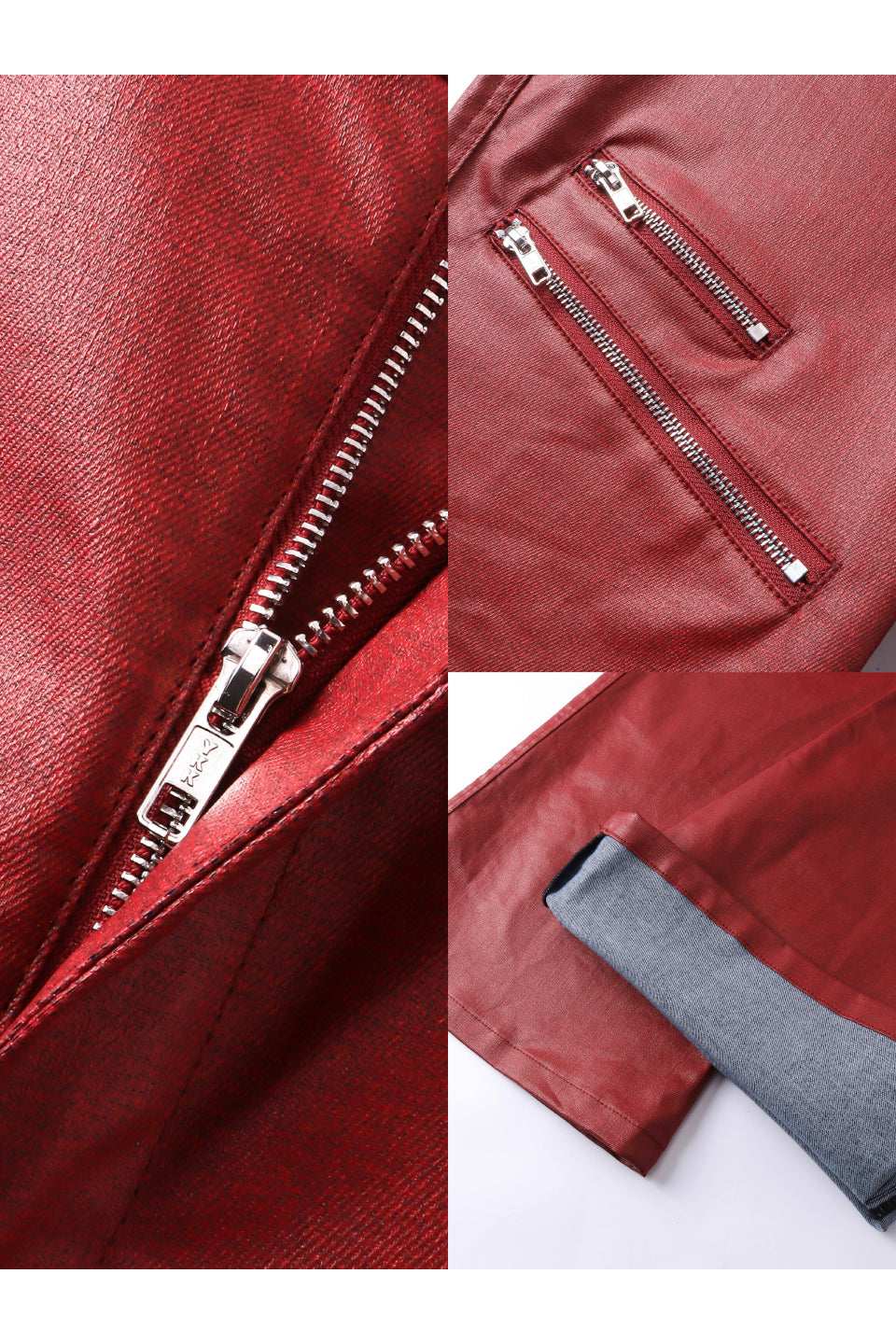 Liquid Metal Red Coated Flare Denim