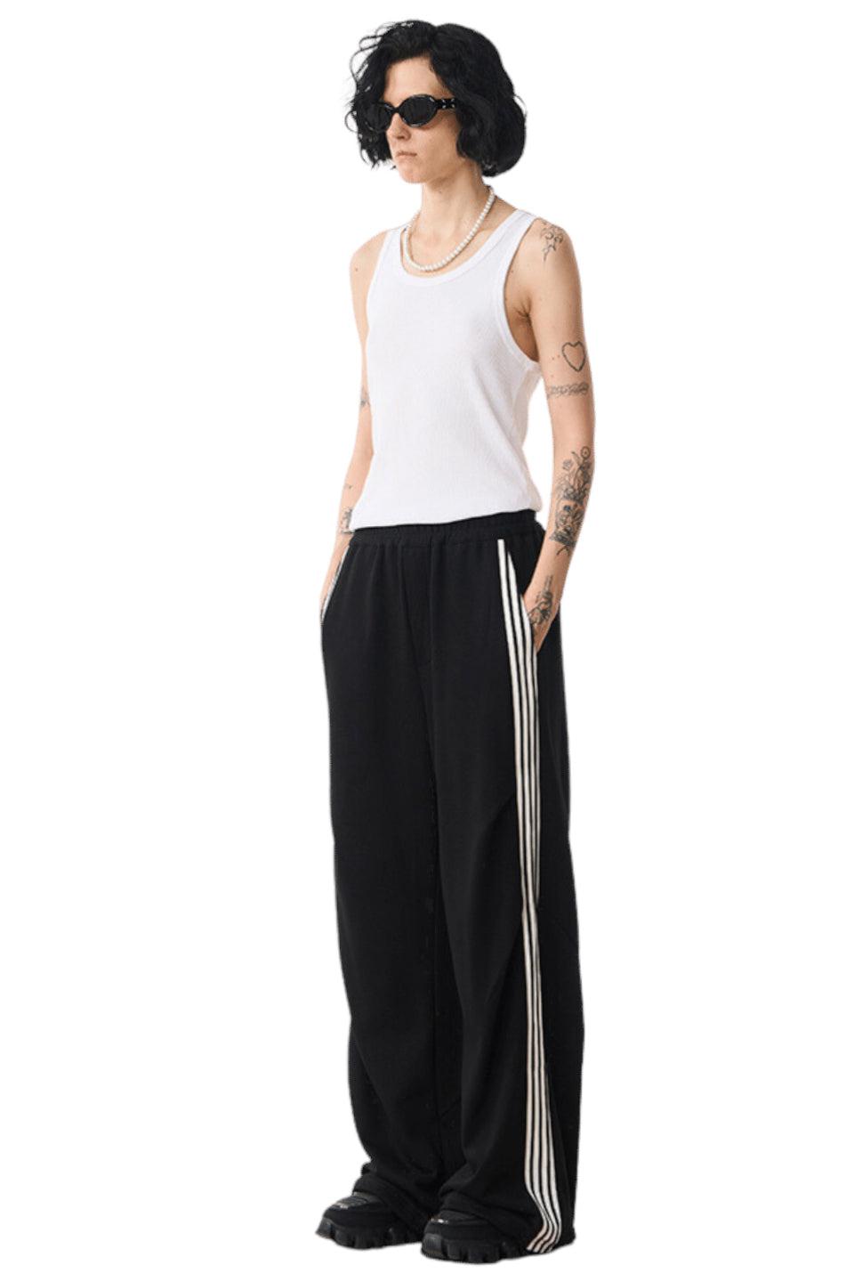 M Striped Stitching Sports Pants