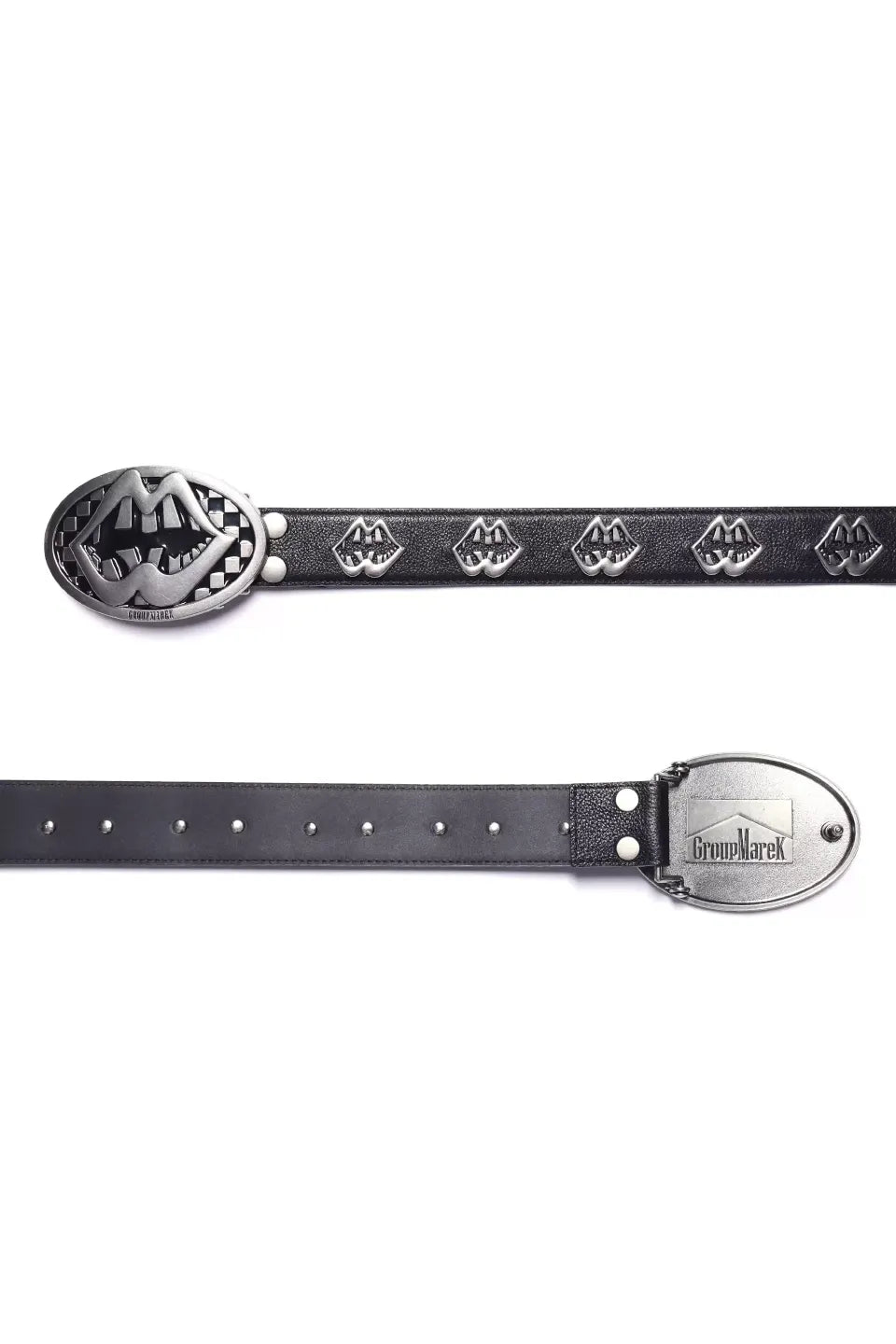 GROUPMAREK Marekboro Lip Buckle Belt - Marekboroのロゴと唇のデザインが融合した特大メタルバックルのディテール