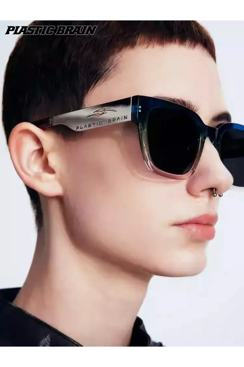 Metal Temple Square Sunglasses
