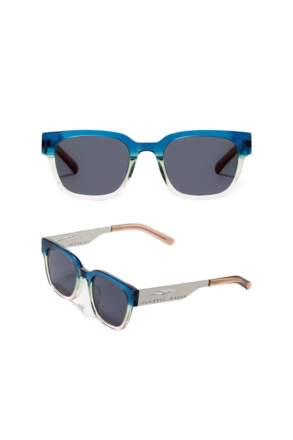 Metal Temple Square Sunglasses