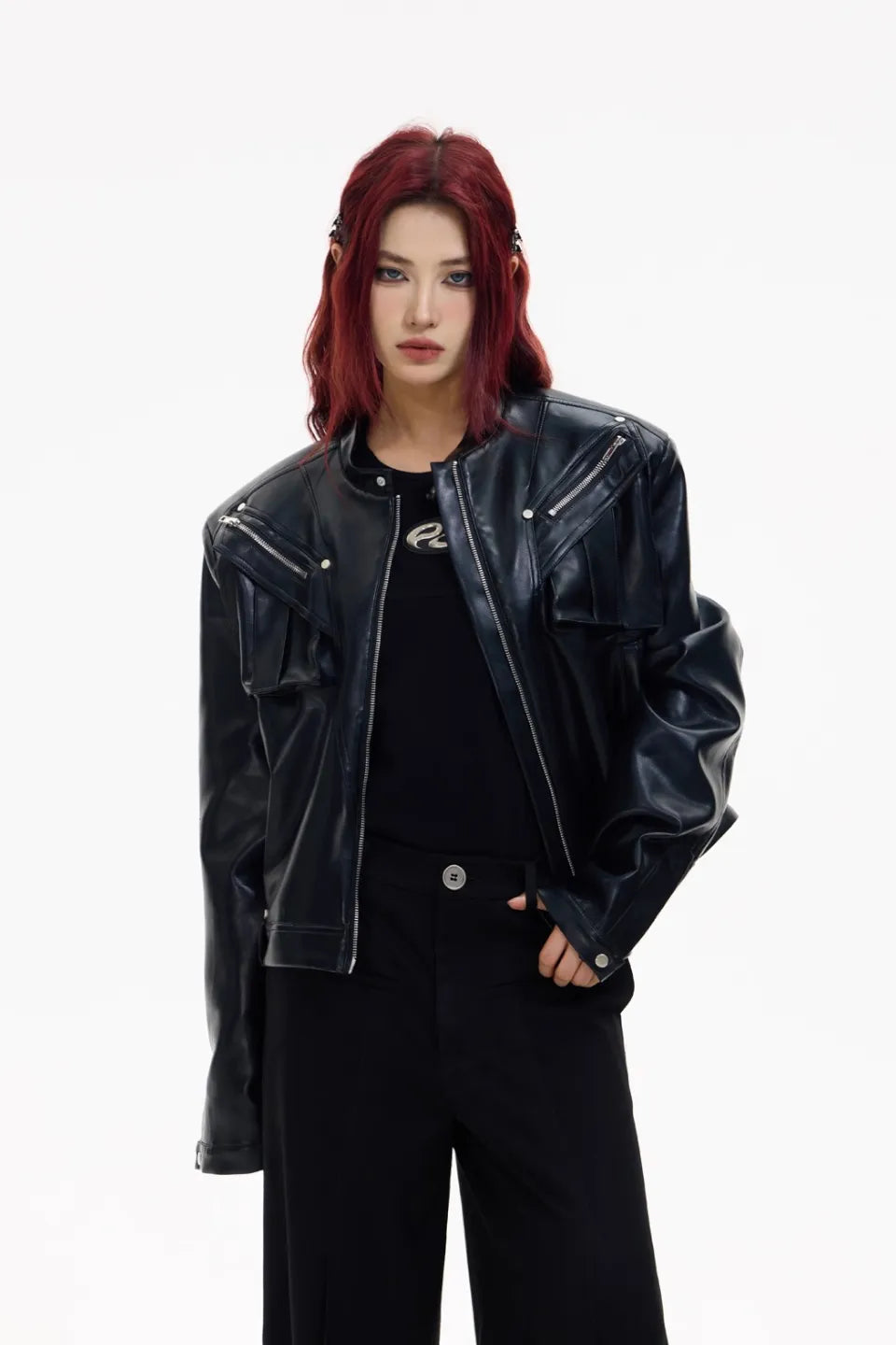 Metal Zipper Short Motorcycle Jacket