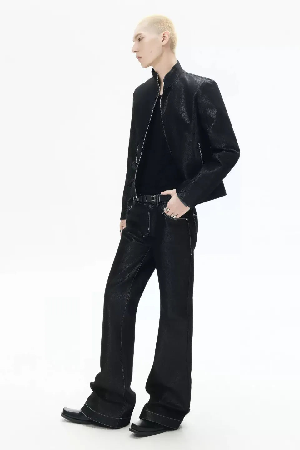 Metallic Shimmer Bootcut Jeans