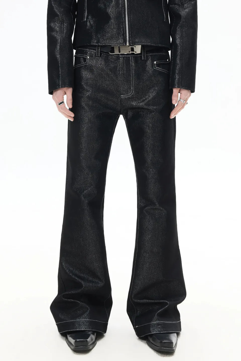 Metallic Shimmer Bootcut Jeans
