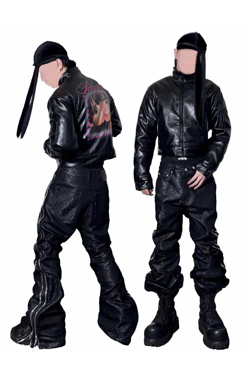 Metallic Silver Bolan Bootcut Double Zip Raw Denim