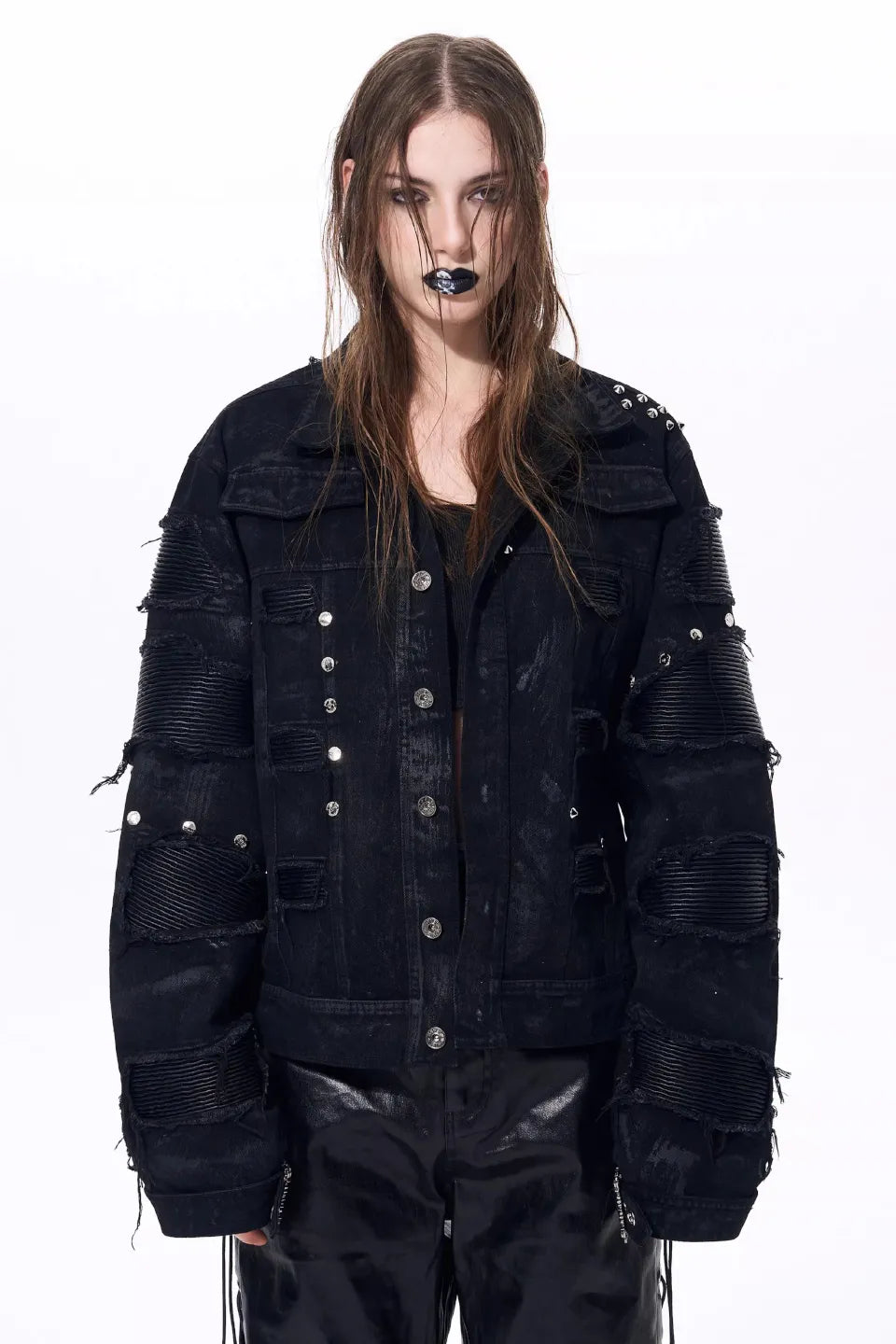 FOURTH3EX | Metallic Studded Waxed Jacket デストロイ ジャケット