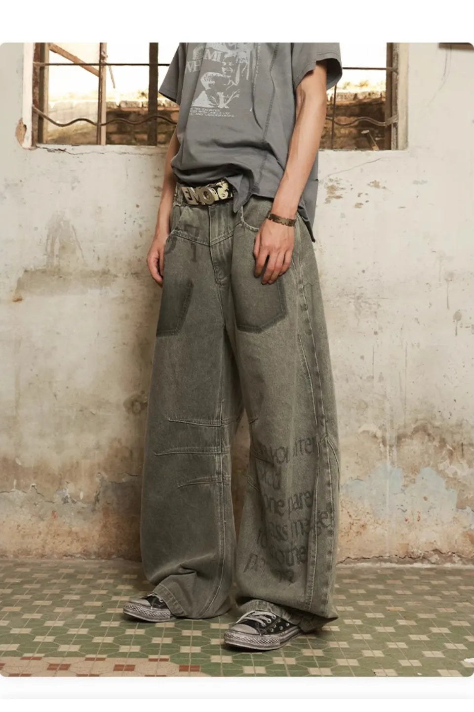 Multi Cut Deconstructed Bent Knife Jeans