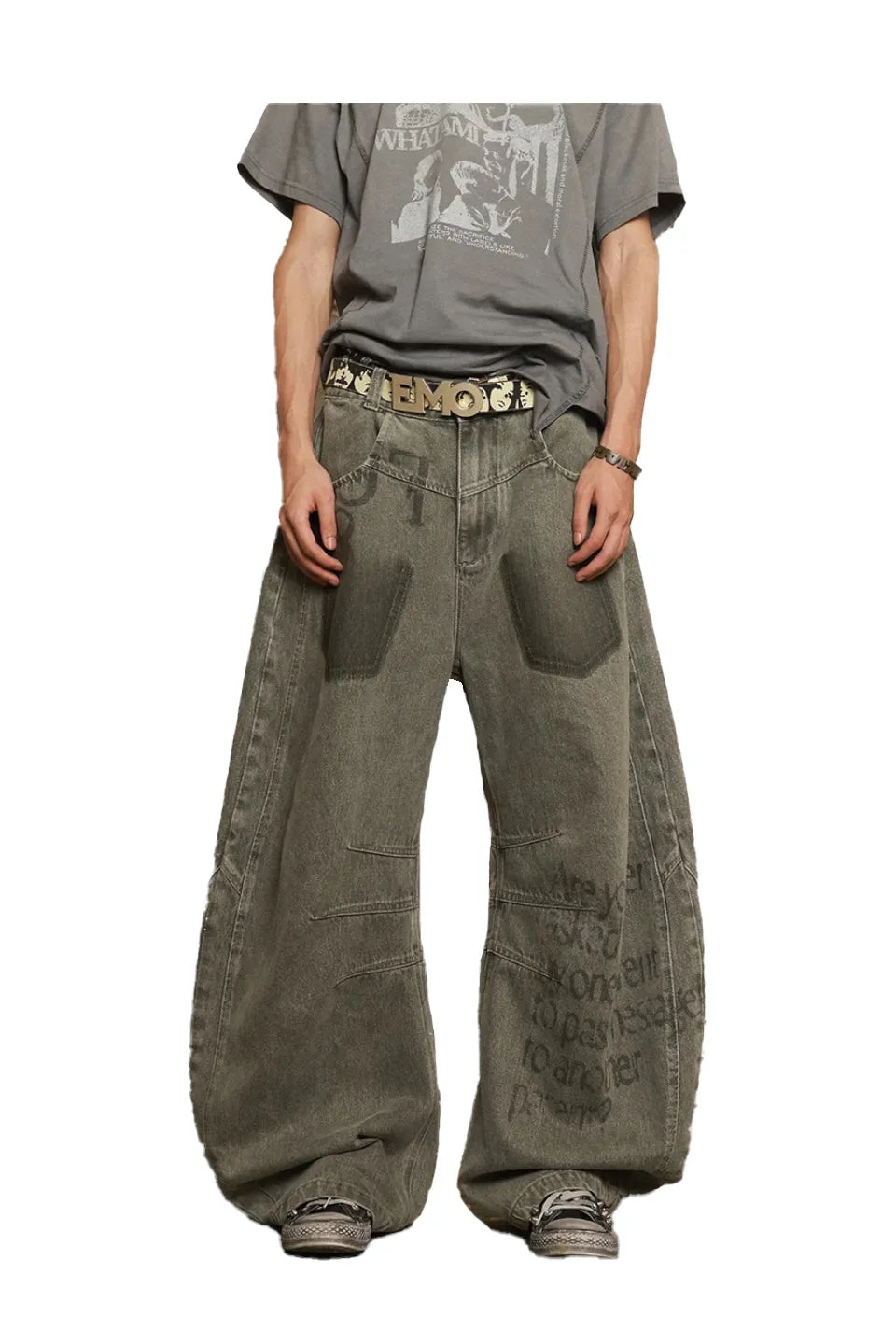 Multi Cut Deconstructed Bent Knife Jeans