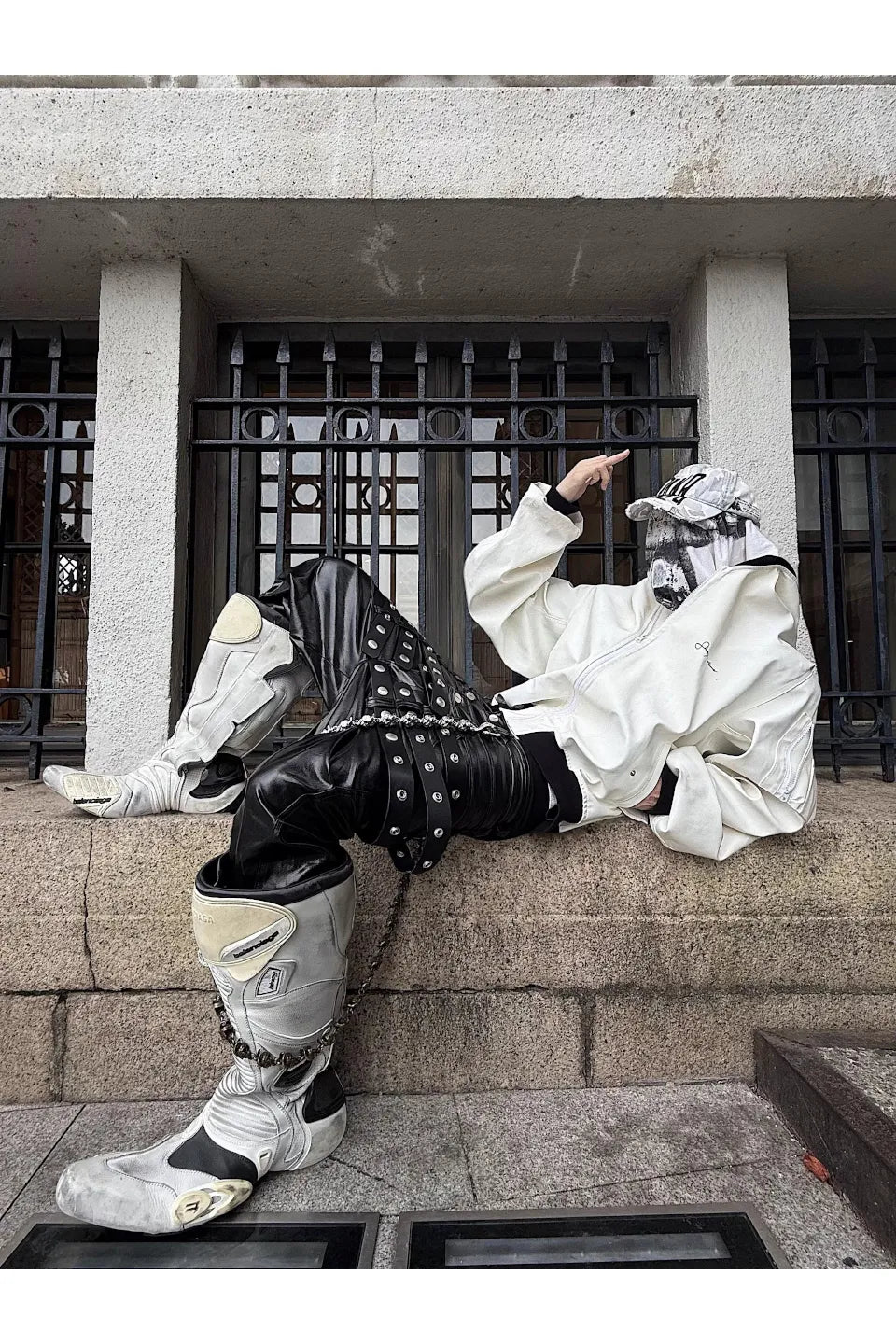 Multi Waist Coated Biker Pants