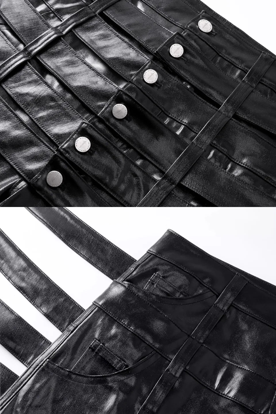 Multi Waist Coated Biker Pants