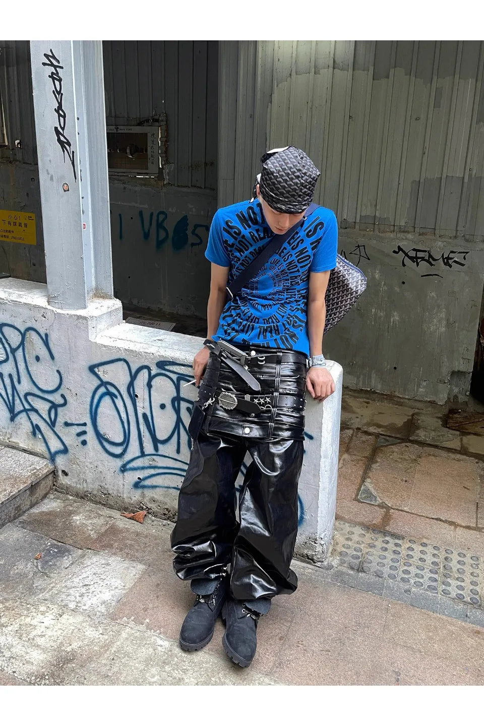 Multi Waist Coated Biker Pants