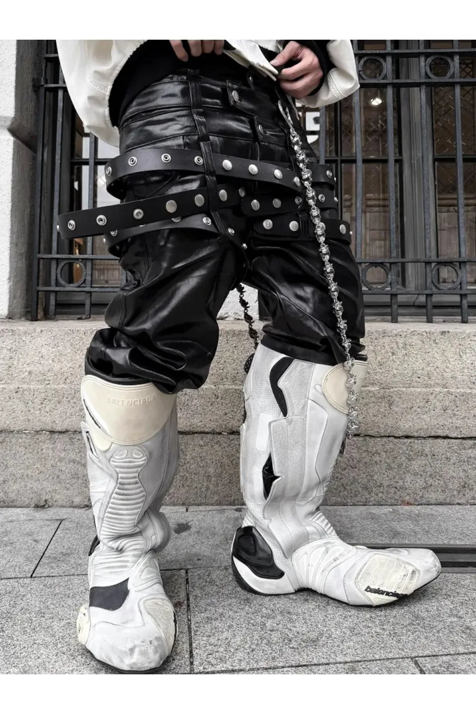 Multi Waist Coated Biker Pants
