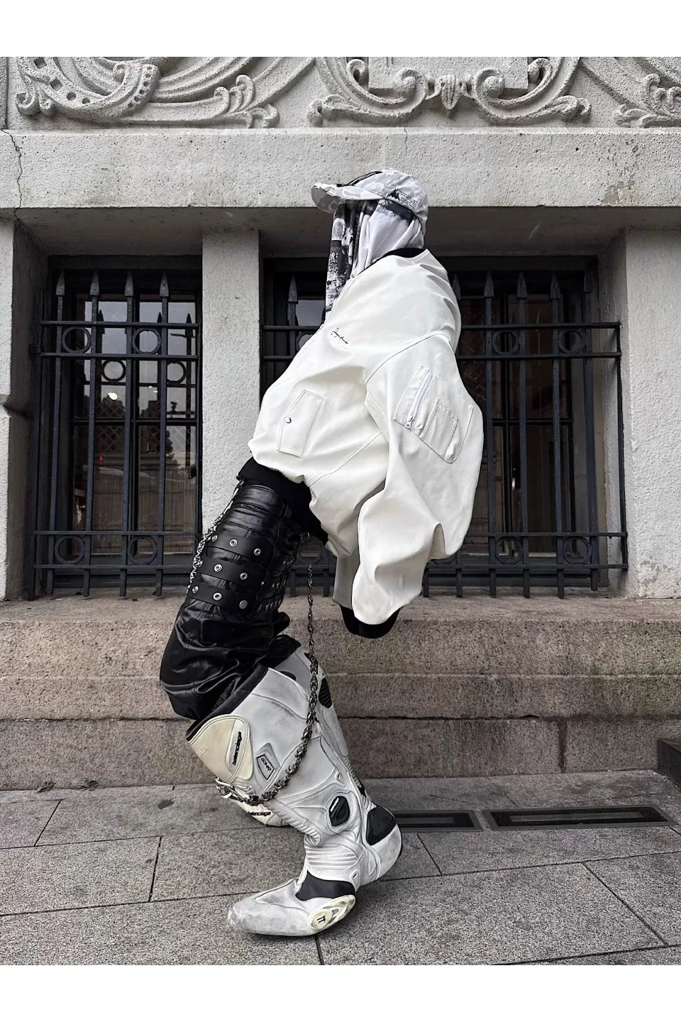 Multi Waist Coated Biker Pants