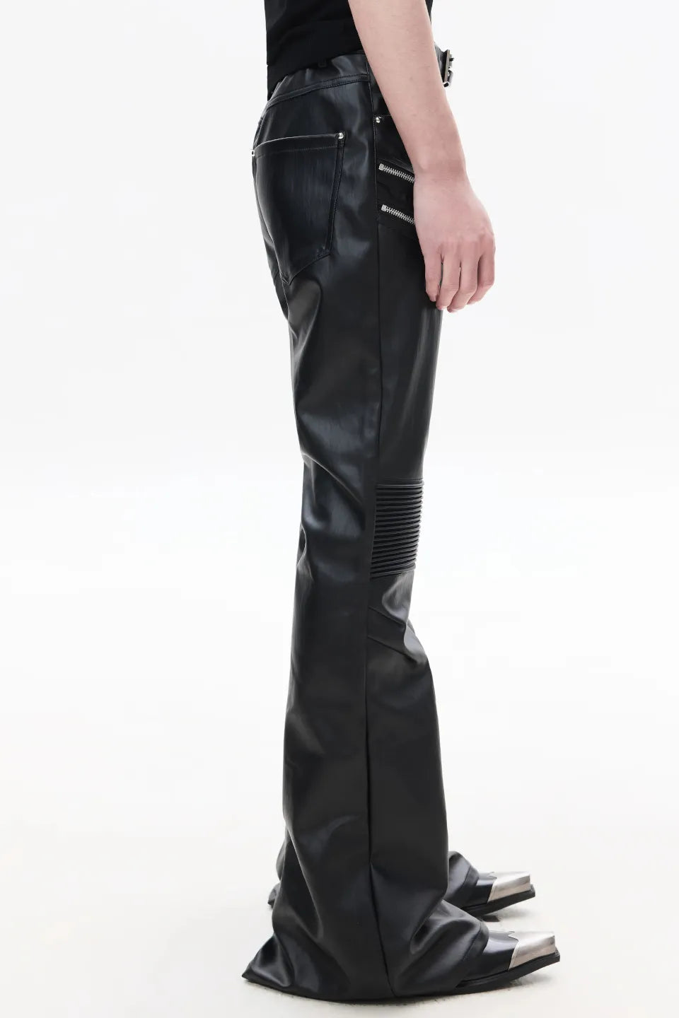Multi Zip Biker Leather Pants