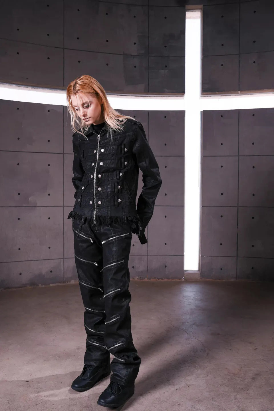 Multi Zipper Wax Pants
