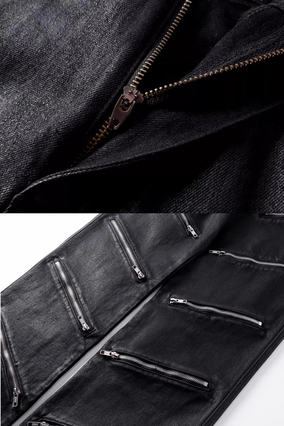Multi Zipper Wax Pants