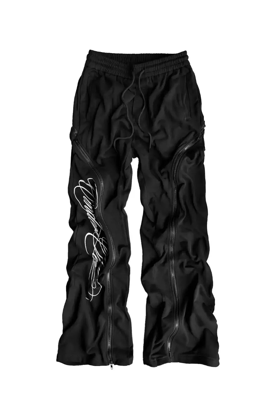 Multi Zip Calligraphy Sweatpants