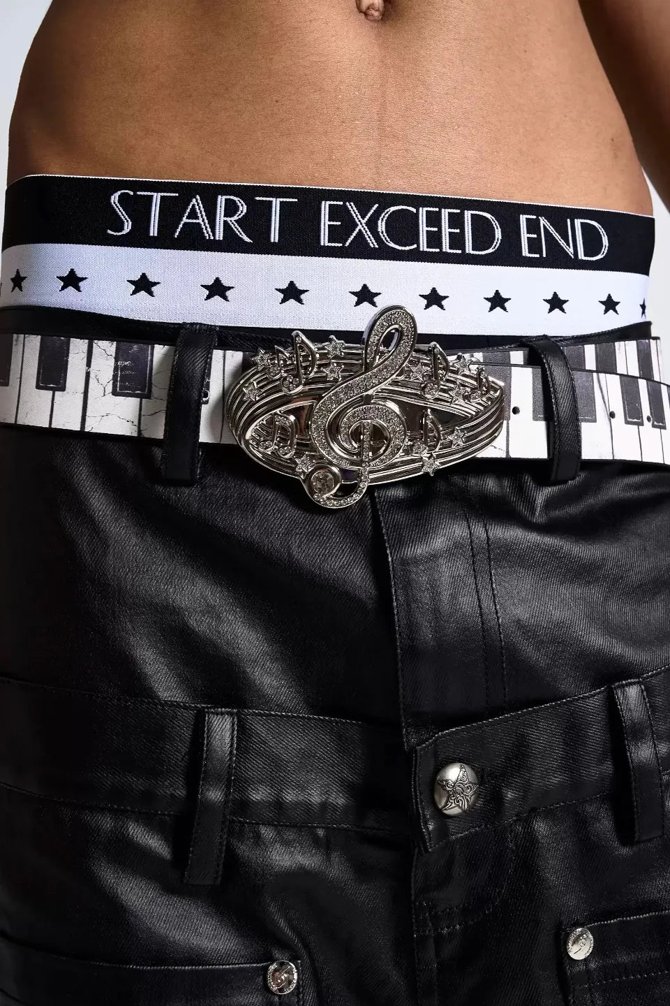 Music Note Studded Diamante Belt