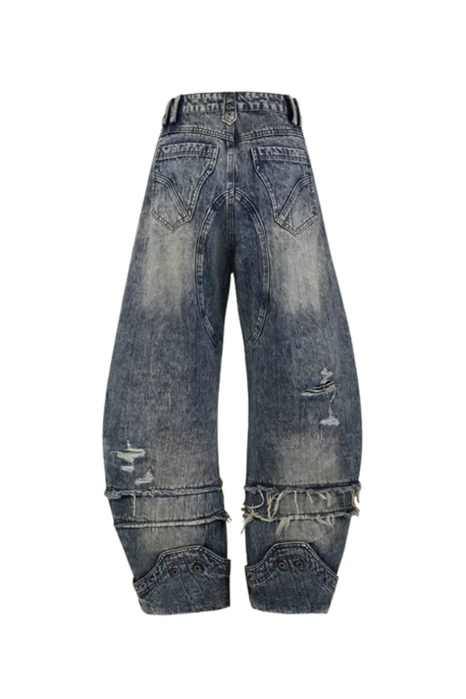 Mythical Beast Face Curved Denim Jeans
