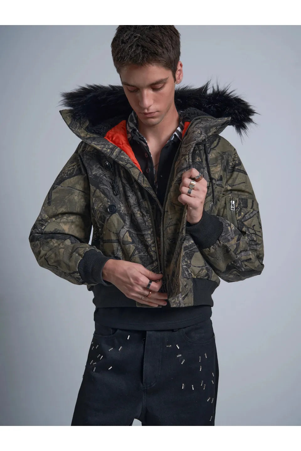 N2B Tear Resistant Branch Camouflage and Winter Thickened Cotton Jacket