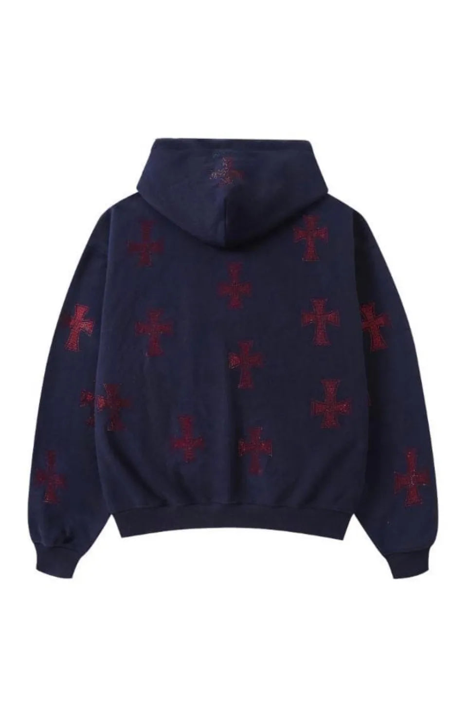 Navy Red Cross Rhinestone Hoodie