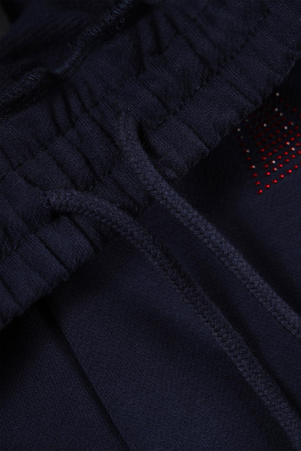 Navy with Red Cross Rhinestone Shorts