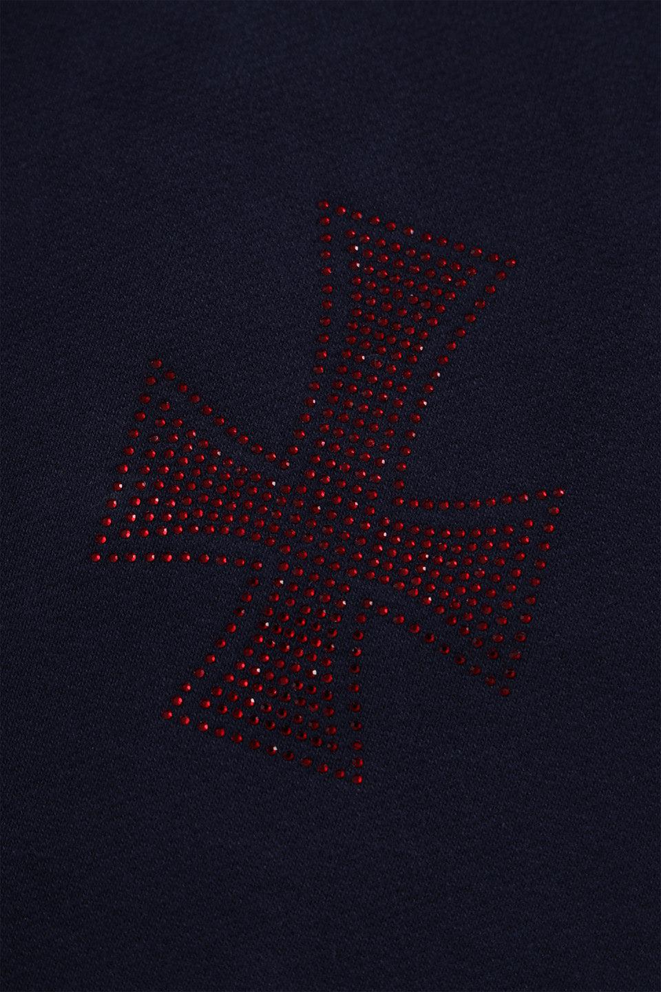 Navy with Red Cross Rhinestone Shorts