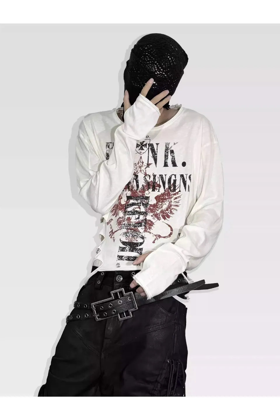 New Vintage Phoenix Punk Floral Print Crushed Long Sleeve