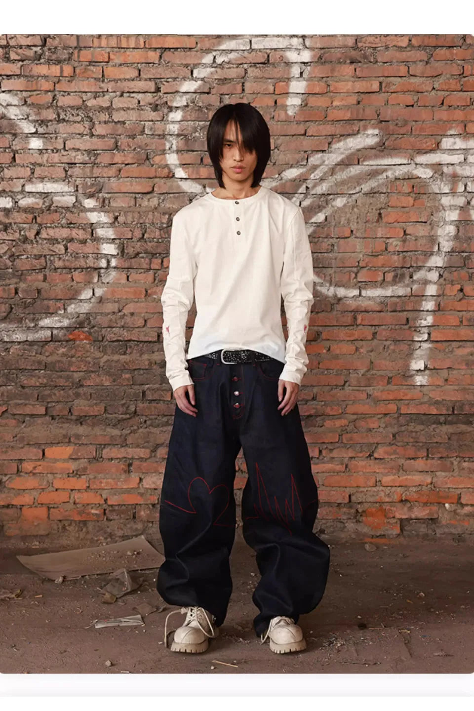 Original Cow Curved Knife Red Line Jeans