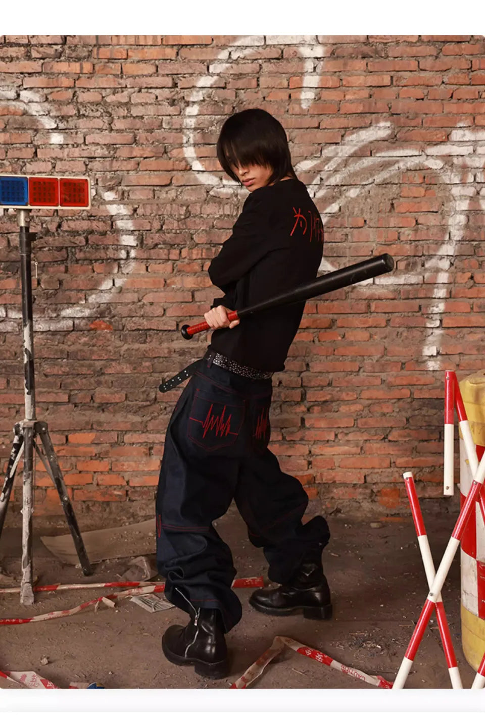 Original Cow Curved Knife Red Line Jeans