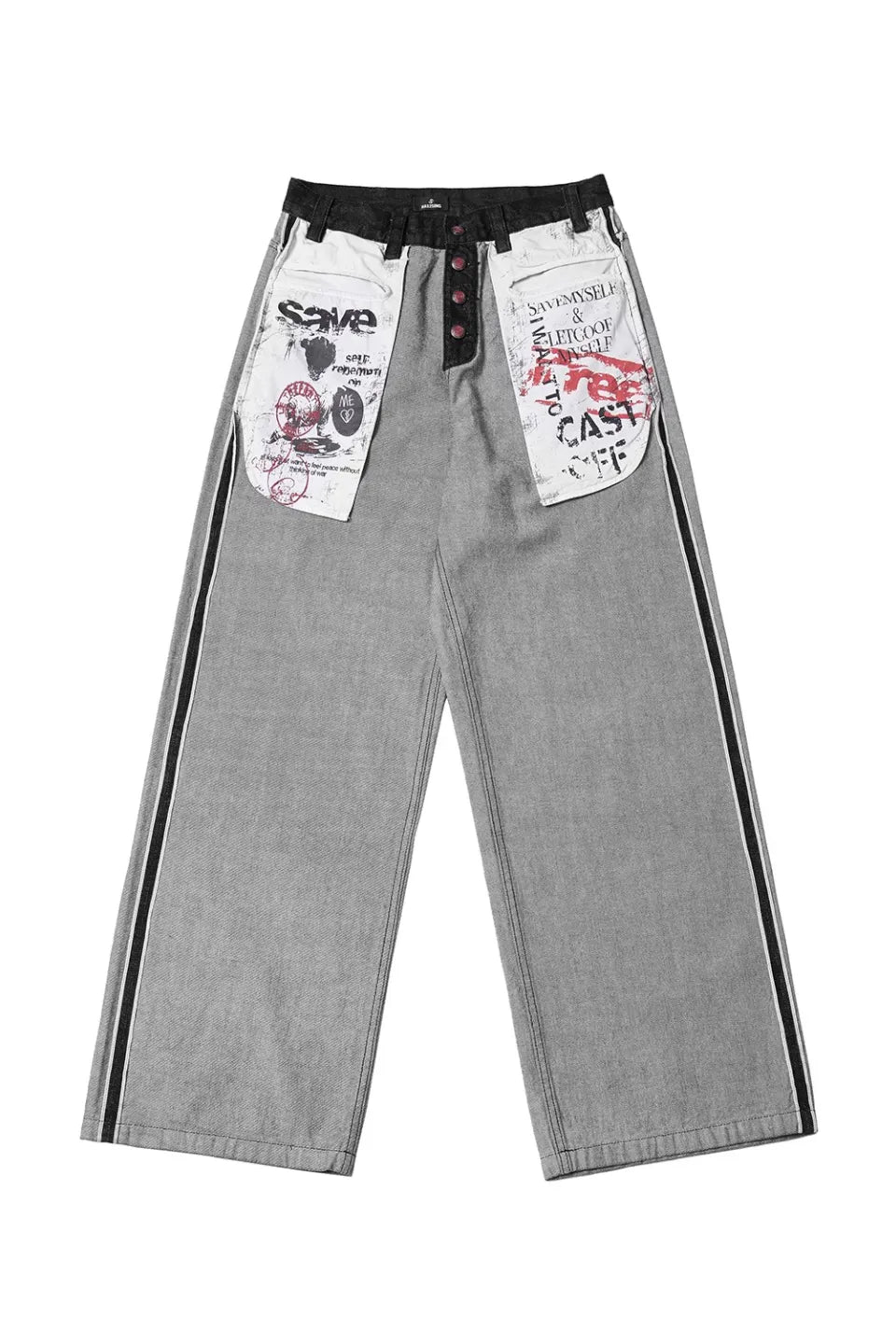 Original Cow Reverse Wearing Large Pocket Straight Leg Jeans