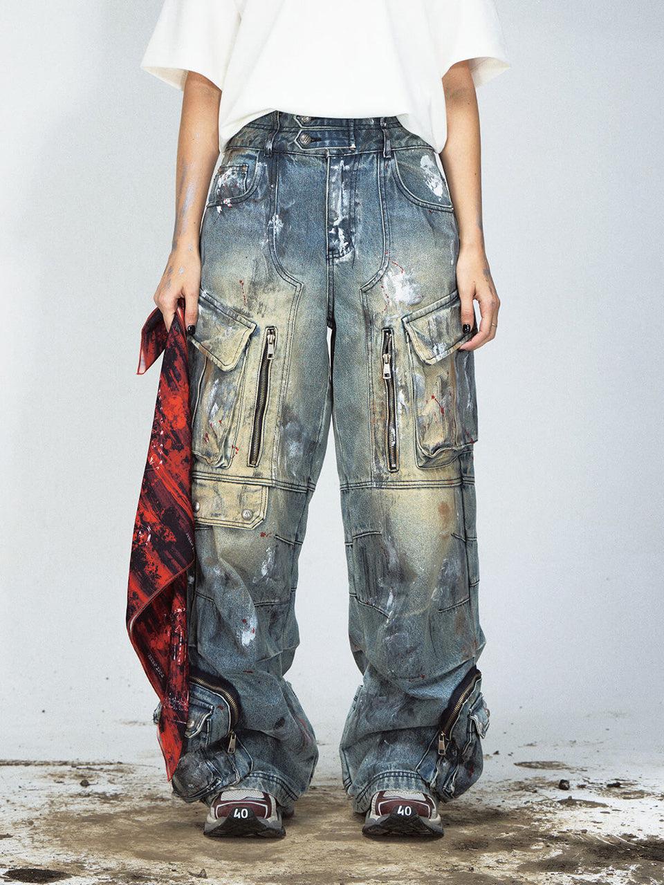Paint Splatter Ripped Jeans