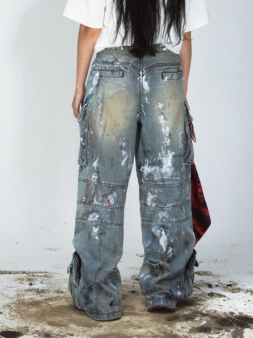 Paint Splatter Ripped Jeans