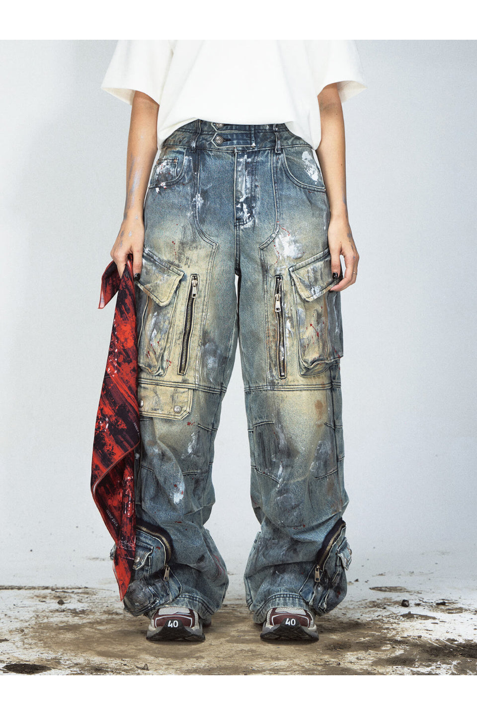Paint Splatter Ripped Jeans
