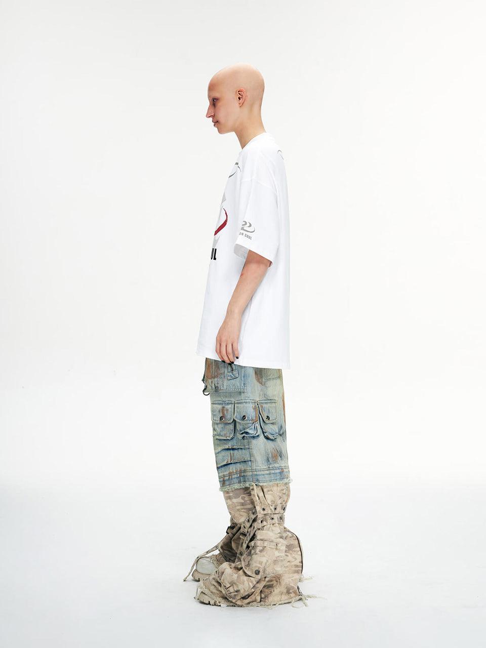Paneled Camo Baggy Jeans