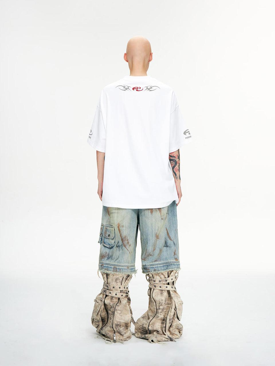 Paneled Camo Baggy Jeans