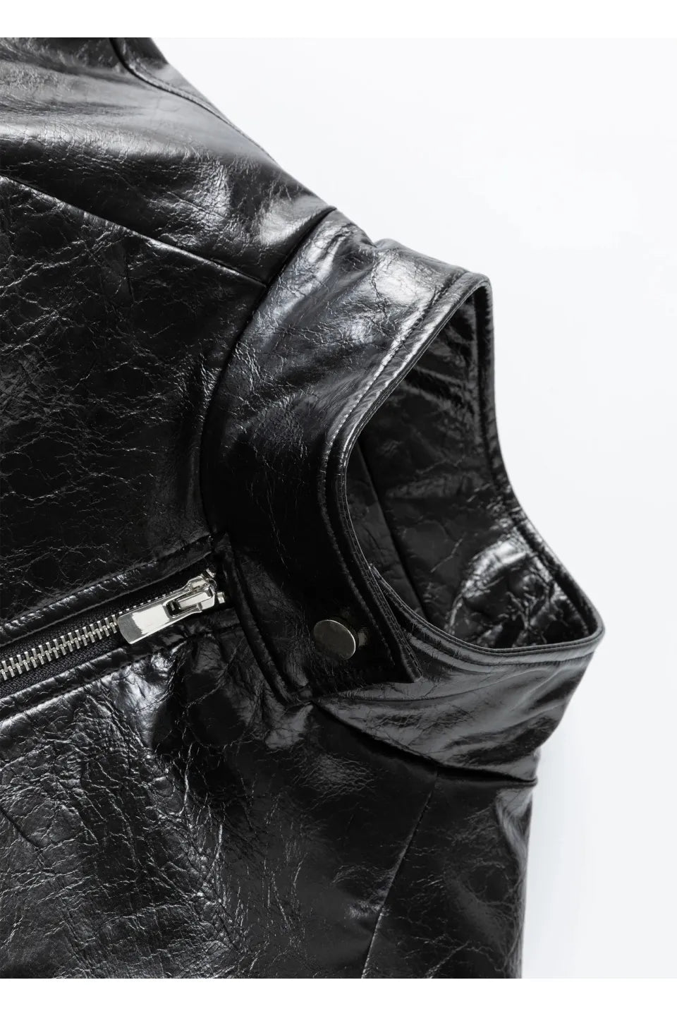 Pleated Leather Puffer Jacket