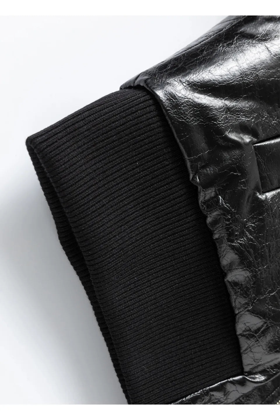 Pleated Leather Puffer Jacket