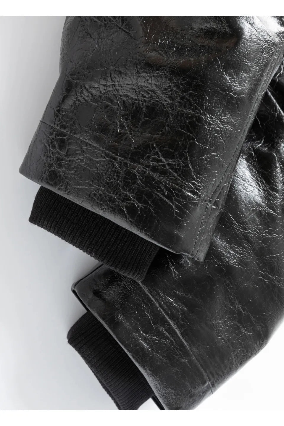 Pleated Leather Puffer Jacket