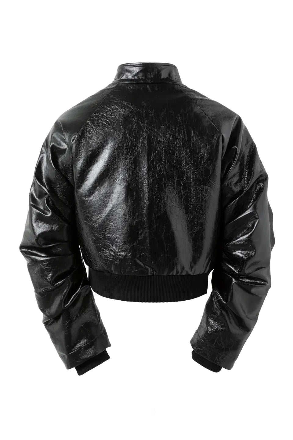 Pleated Leather Puffer Jacket