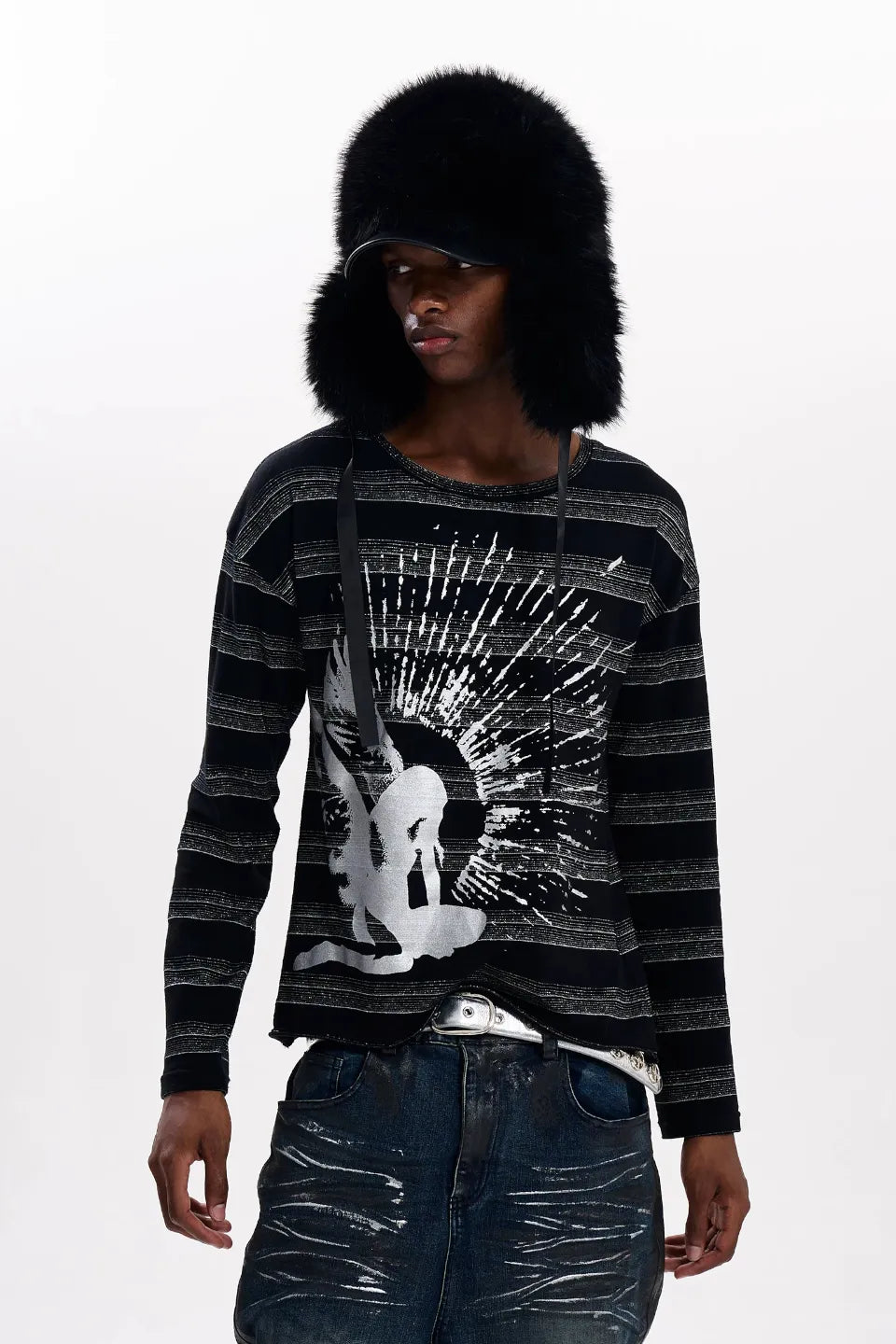 Portrait Graphic Striped LS T-shirts