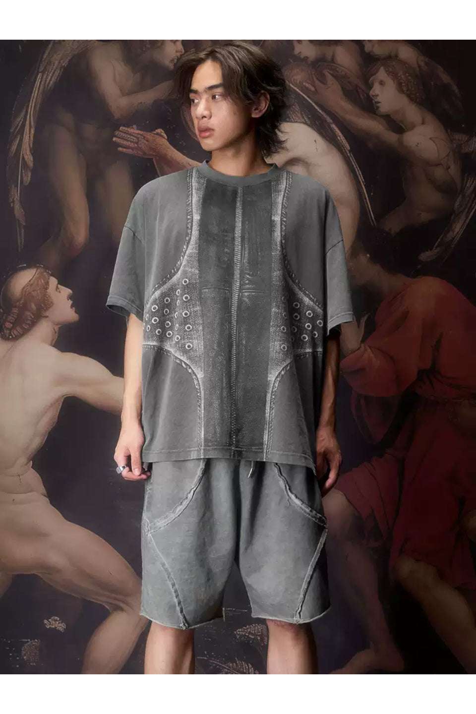 Printed Leather Cross Vintage Washed Tee