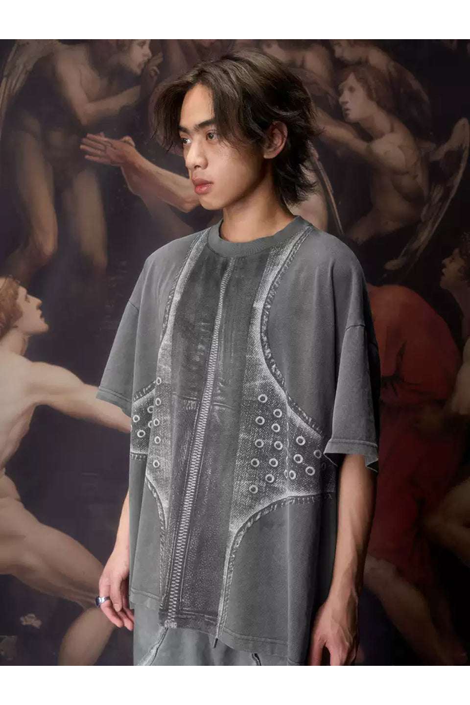 Printed Leather Cross Vintage Washed Tee