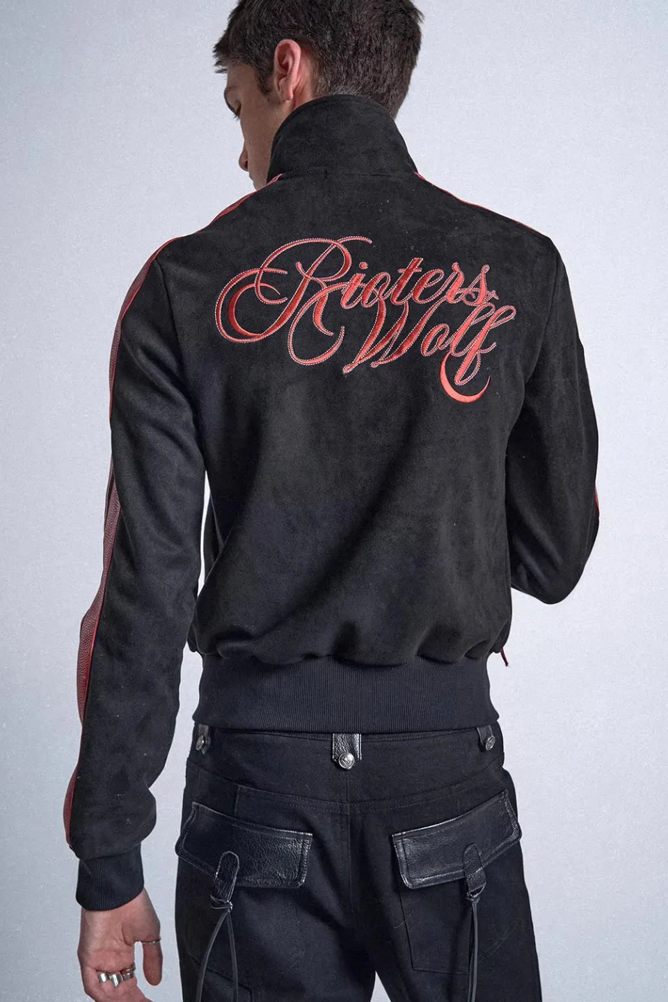 RUDE WOLF Blood Wolf Embroidered Suede Jacket