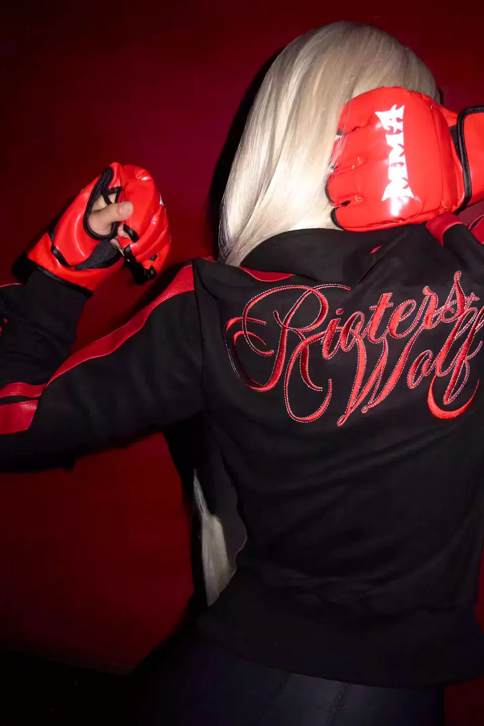 RUDE WOLF Blood Wolf Embroidered Suede Jacket